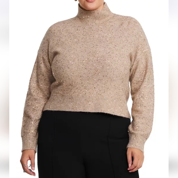 Estelle Sweaters - Estelle Golden Sparkle Knit Sweater in Hazelnut